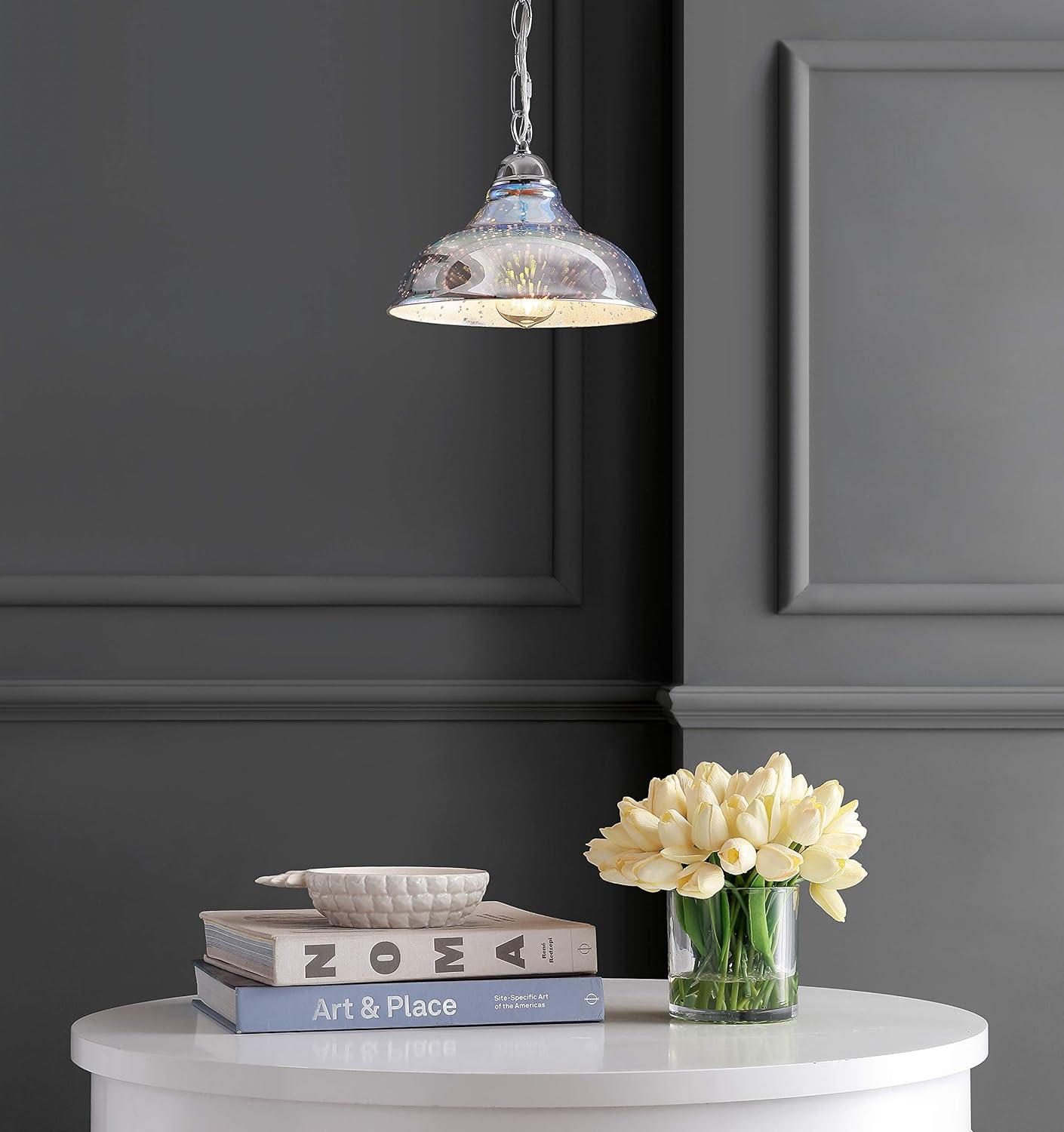 image:imageJONATHAN Y 975 ChromeMulti 1Light Glass and Metal Pendant Adjustable Height 3D Color Burst Hanging Fixture for Kitchen Island Dining Room LED Bulb Included JYL9512A