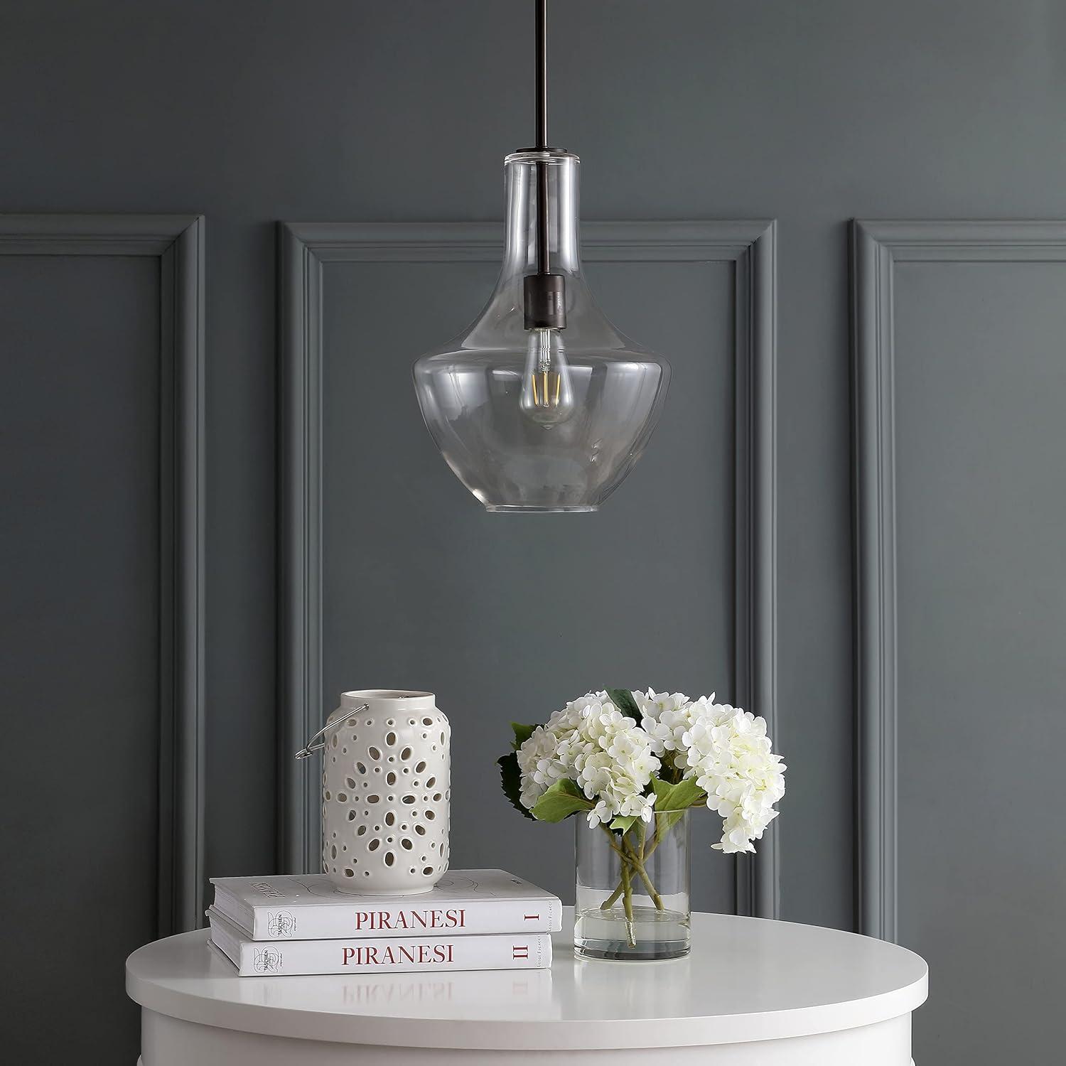 image:imageJONATHAN Y Bettina 1 Light MidCentury Modern IronGlass LED Pendant by JONATHAN Y Oil Rubbed Bronze 105 Oil Rubbed 13 to 24 Inches Bronze 7 to