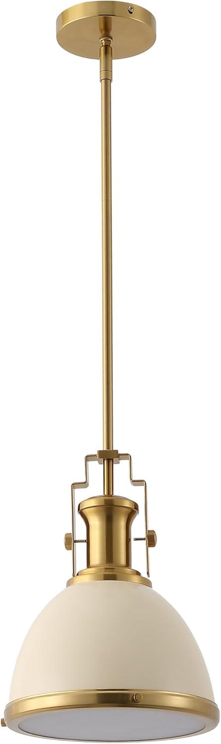 image:imageJONATHAN Y JYL9535F 10 Modern Industrial Dome Pendant Light Farmhouse Hanging Light Fixture in Almond and Brass Gold Adjustable Height Metal Lighting for Kitchen Island Dining Room Entryway