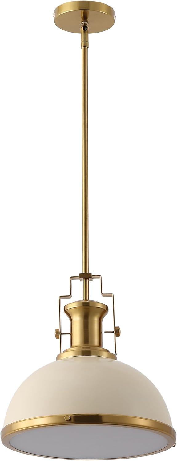 image:imageJONATHAN Y JYL9536F 13 Modern Industrial Dome Pendant Light Farmhouse Hanging Light Fixture in Almond and Brass Gold Adjustable Height Metal Lighting for Kitchen Island Dining Room Entryway