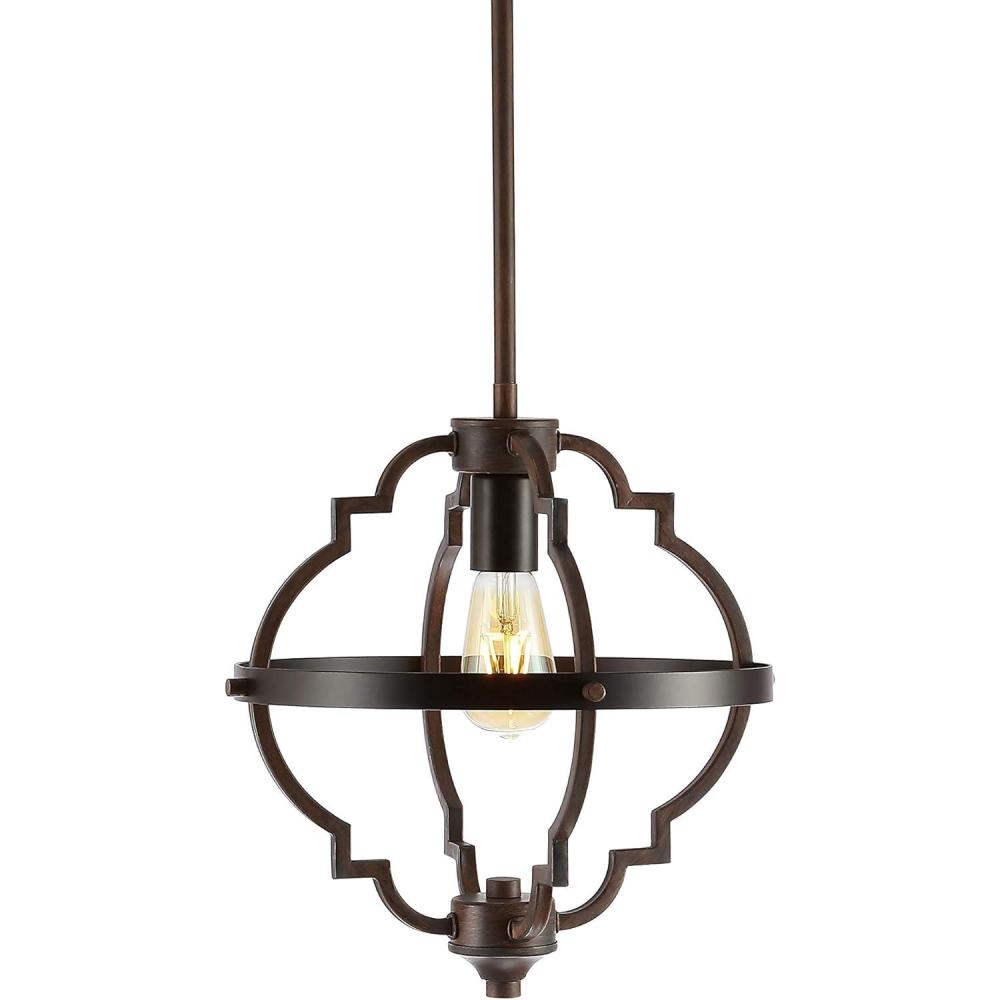 image:imageJONATHAN Y 125 Oil Rubbed Bronze 1Light Iron Pendant Light Adjustable Height Industrial Fixture for Kitchen Island Dining Room Modern Farmhouse LED Bulb Included JYL7512A
