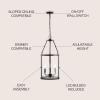 JONATHAN Y 12″ Oil Rubbed Bronze 3-Light Iron and Glass Pendant Lantern, Industrial Farmhouse Ceiling Fixture for Kitchen Island Foyer, Adjustable Height, LED Bulbs Included JYL7553A