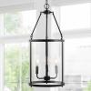 JONATHAN Y 12″ Oil Rubbed Bronze 3-Light Iron and Glass Pendant Lantern, Industrial Farmhouse Ceiling Fixture for Kitchen Island Foyer, Adjustable Height, LED Bulbs Included JYL7553A