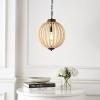 JONATHAN Y 12.5″ Oil Rubbed Bronze/Light Brown 1-Light Iron and Wood Bead Orb Pendant, Rustic Bohemian Ceiling Fixture for Kitchen Island, Farmhouse, LED Bulb Included JYL9930A