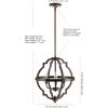 JONATHAN Y 16.75″ Oil Rubbed Bronze 3-Light Iron Pendant Light, Adjustable Height Modern Farmhouse Ogee Open Frame Chandelier for Kitchen Island, LED Bulbs Included JYL7513A