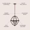 JONATHAN Y 16.75″ Oil Rubbed Bronze 3-Light Iron Pendant Light, Adjustable Height Modern Farmhouse Ogee Open Frame Chandelier for Kitchen Island, LED Bulbs Included JYL7513A