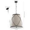 JONATHAN Y 19″ Oil Rubbed Bronze 3-Light Iron Pendant Light, Rustic Farmhouse Adjustable Height Fixture for Kitchen Island Dining Room, Linen Shade, LED Bulbs Included JYL1315A