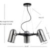 JONATHAN Y 22″ Brushed Nickel/Black 3-Light Iron Chandelier, Adjustable Stage-Style Pendant Light for Kitchen Dining Room, Contemporary Wagon Wheel, LED Bulbs Included JYL6128A