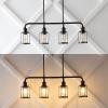 JONATHAN Y 34″ Oil Rubbed Bronze 4-Light Iron and Glass Linear Pendant Light, Modern Farmhouse Island Lighting for Kitchen Dining Room, Metal Cage Shades, LED Bulbs Included JYL7592A