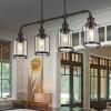 JONATHAN Y 34″ Oil Rubbed Bronze 4-Light Iron and Glass Linear Pendant Light, Modern Farmhouse Island Lighting for Kitchen Dining Room, Metal Cage Shades, LED Bulbs Included JYL7592A