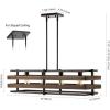 JONATHAN Y 34″ Wood Finished Oil Rubbed Bronze 4-Light Iron Linear Pendant, Rustic Farmhouse Island Fixture for Dining Room Kitchen, Adjustable Height, LED Bulbs Included JYL1306A