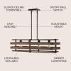 JONATHAN Y 34″ Wood Finished Oil Rubbed Bronze 4-Light Iron Linear Pendant, Rustic Farmhouse Island Fixture for Dining Room Kitchen, Adjustable Height, LED Bulbs Included JYL1306A