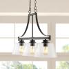 JONATHAN Y 36″ Oil Rubbed Bronze 3-Light Iron and Glass Linear Pendant Light, Industrial Farmhouse Fixture for Kitchen Island Dining Room, UL Listed, LED Bulbs Included JYL7590A