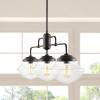JONATHAN Y 37.5″ Oil Rubbed Bronze 3-Light Iron and Glass Linear Pendant Light, Industrial Farmhouse Chandelier for Kitchen Island Dining Room, LED Bulbs Included JYL7588A