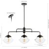 JONATHAN Y 37.5″ Oil Rubbed Bronze 3-Light Iron and Glass Linear Pendant Light, Industrial Farmhouse Chandelier for Kitchen Island Dining Room, LED Bulbs Included JYL7588A