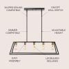 JONATHAN Y 38″ Oil Rubbed Bronze 5-Light Farmhouse Linear Pendant for Kitchen Island, Adjustable Iron Vintage Chandelier for Dining Room, LED Bulbs Included, Dimmable JYL7521A(Black/Brass Gold)