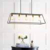 JONATHAN Y 38″ Oil Rubbed Bronze 5-Light Farmhouse Linear Pendant for Kitchen Island, Adjustable Iron Vintage Chandelier for Dining Room, LED Bulbs Included, Dimmable JYL7521A(Grey/Brass Gold)