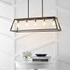 JONATHAN Y 38″ Oil Rubbed Bronze 5-Light Farmhouse Linear Pendant for Kitchen Island, Adjustable Iron Vintage Chandelier for Dining Room, LED Bulbs Included, Dimmable JYL7521A(Black/Brass Gold)