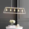 JONATHAN Y 38″ Oil Rubbed Bronze 5-Light Farmhouse Linear Pendant for Kitchen Island, Adjustable Iron Vintage Chandelier for Dining Room, LED Bulbs Included, Dimmable JYL7521A(White/Brass Gold)