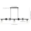 JONATHAN Y 53″ Black/Clear 7-Light Linear Pendant for Kitchen Island Decor, Modern Midcentury Glam Chandelier, Frosted White Glass Globe Shades, LED Bulbs Included (JYL7573B)(Black)