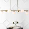 JONATHAN Y 53″ Black/Clear 7-Light Linear Pendant for Kitchen Island Decor, Modern Midcentury Glam Chandelier, Frosted White Glass Globe Shades, LED Bulbs Included (JYL7573B)(Brass Gold)