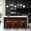 JONATHAN Y 53″ Black/Clear 7-Light Linear Pendant for Kitchen Island Decor, Modern Midcentury Glam Chandelier, Frosted White Glass Globe Shades, LED Bulbs Included (JYL7573B)(Black)