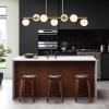 JONATHAN Y 53″ Black/Clear 7-Light Linear Pendant for Kitchen Island Decor, Modern Midcentury Glam Chandelier, Frosted White Glass Globe Shades, LED Bulbs Included (JYL7573B)(Brass Gold)