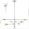 JONATHAN Y 63″ Chrome 8-Light Modern Linear LED Pendant, Adjustable Arm Iron Island Chandelier for Kitchen Dining Room, Vintage Sputnik Hanging Ceiling Light Fixture (JYL7599A)(36″ 6-Light)