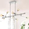 JONATHAN Y 63″ Chrome 8-Light Modern Linear LED Pendant, Adjustable Arm Iron Island Chandelier for Kitchen Dining Room, Vintage Sputnik Hanging Ceiling Light Fixture (JYL7599A)(63″ 8-Light)