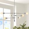 JONATHAN Y 63″ Chrome 8-Light Modern Linear LED Pendant, Adjustable Arm Iron Island Chandelier for Kitchen Dining Room, Vintage Sputnik Hanging Ceiling Light Fixture (JYL7599A)(36″ 6-Light)