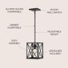 JONATHAN Y 8″ Oil Rubbed Bronze 1-Light Iron and Glass Pendant Light, Industrial Farmhouse X-Frame Caged Lantern for Kitchen Island, Clear Glass Shade, LED Bulb Included JYL7582A