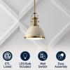 JONATHAN Y JYL9535F 10″ Modern Industrial Dome Pendant Light, Farmhouse Hanging Light Fixture in Almond and Brass Gold, Adjustable Height Metal Lighting for Kitchen Island, Dining Room, Entryway