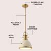 JONATHAN Y JYL9535F 10″ Modern Industrial Dome Pendant Light, Farmhouse Hanging Light Fixture in Almond and Brass Gold, Adjustable Height Metal Lighting for Kitchen Island, Dining Room, Entryway
