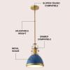 JONATHAN Y JYL9535G 10″ Modern Industrial Dome Pendant Light, Farmhouse Hanging Light Fixture in Navy and Brass Gold, Adjustable Height Metal Lighting for Kitchen Island, Dining Room, Entryway