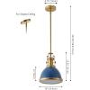 JONATHAN Y JYL9535G 10″ Modern Industrial Dome Pendant Light, Farmhouse Hanging Light Fixture in Navy and Brass Gold, Adjustable Height Metal Lighting for Kitchen Island, Dining Room, Entryway
