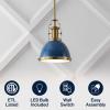 JONATHAN Y JYL9535G 10″ Modern Industrial Dome Pendant Light, Farmhouse Hanging Light Fixture in Navy and Brass Gold, Adjustable Height Metal Lighting for Kitchen Island, Dining Room, Entryway