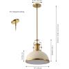 JONATHAN Y JYL9536F 13″ Modern Industrial Dome Pendant Light, Farmhouse Hanging Light Fixture in Almond and Brass Gold, Adjustable Height Metal Lighting for Kitchen Island, Dining Room, Entryway