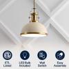 JONATHAN Y JYL9536F 13″ Modern Industrial Dome Pendant Light, Farmhouse Hanging Light Fixture in Almond and Brass Gold, Adjustable Height Metal Lighting for Kitchen Island, Dining Room, Entryway