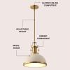 JONATHAN Y JYL9536F 13″ Modern Industrial Dome Pendant Light, Farmhouse Hanging Light Fixture in Almond and Brass Gold, Adjustable Height Metal Lighting for Kitchen Island, Dining Room, Entryway