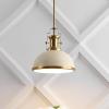 JONATHAN Y JYL9536F 13″ Modern Industrial Dome Pendant Light, Farmhouse Hanging Light Fixture in Almond and Brass Gold, Adjustable Height Metal Lighting for Kitchen Island, Dining Room, Entryway