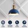JONATHAN Y JYL9536G 13″ Modern Industrial Dome Pendant Light, Farmhouse Hanging Light Fixture in Navy and Brass Gold, Adjustable Height Metal Lighting for Kitchen Island, Dining Room, Entryway