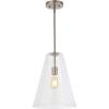 JONATHAN Y 11.5″ Nickel 1-Light Iron and Seeded Glass Pendant Light, Mid-Century Modern Adjustable Height Hanging Fixture for Kitchen Island, Dining Room, LED Bulb Included JYL7594A