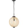 JONATHAN Y 12.5″ Oil Rubbed Bronze/Light Brown 1-Light Iron and Wood Bead Orb Pendant, Rustic Bohemian Ceiling Fixture for Kitchen Island, Farmhouse, LED Bulb Included JYL9930A