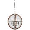 JONATHAN Y 16″ Antiqued Silver/Brown 4-Light Iron Pendant Light, Rustic French Country Globe Chicken Wire Chandelier for Kitchen Island, Adjustable Height, LED Bulbs Included JYL7518A