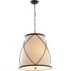 JONATHAN Y 19″ Oil Rubbed Bronze 3-Light Iron Pendant Light, Rustic Farmhouse Adjustable Height Fixture for Kitchen Island Dining Room, Linen Shade, LED Bulbs Included JYL1315A