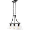 JONATHAN Y 36″ Oil Rubbed Bronze 3-Light Iron and Glass Linear Pendant Light, Industrial Farmhouse Fixture for Kitchen Island Dining Room, UL Listed, LED Bulbs Included JYL7590A