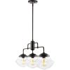 JONATHAN Y 37.5″ Oil Rubbed Bronze 3-Light Iron and Glass Linear Pendant Light, Industrial Farmhouse Chandelier for Kitchen Island Dining Room, LED Bulbs Included JYL7588A
