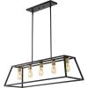 JONATHAN Y 38″ Oil Rubbed Bronze 5-Light Farmhouse Linear Pendant for Kitchen Island, Adjustable Iron Vintage Chandelier for Dining Room, LED Bulbs Included, Dimmable JYL7521A(Black/Brass Gold)