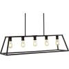 JONATHAN Y 38″ Oil Rubbed Bronze 5-Light Farmhouse Linear Pendant for Kitchen Island, Adjustable Iron Vintage Chandelier for Dining Room, LED Bulbs Included, Dimmable JYL7521A(Oil-Rubbed Bronze)