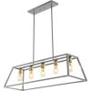 JONATHAN Y 38″ Oil Rubbed Bronze 5-Light Farmhouse Linear Pendant for Kitchen Island, Adjustable Iron Vintage Chandelier for Dining Room, LED Bulbs Included, Dimmable JYL7521A(Grey/Brass Gold)